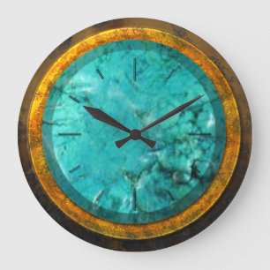 Gold & Turquoise 1 Wall Clocks Grote Klok
