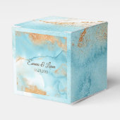 Gold Turquoise Abstract Name Script Modern Wedding Bedankdoosjes (Voorkant Zijde)