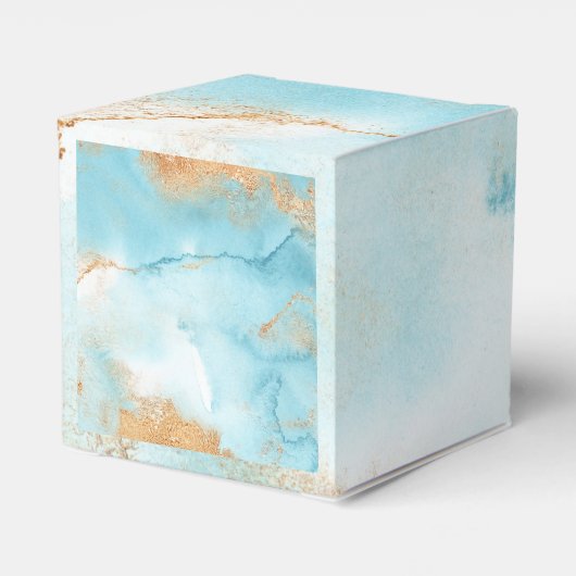 Gold Turquoise Abstract Name Script Modern Wedding Bedankdoosjes (Achterkant)