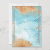 Gold Turquoise Abstract Script Wedding Kaart (Achterkant)