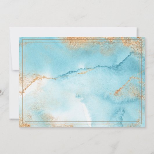 Gold Turquoise Abstracte foto Modern Save The Date (Achterkant)