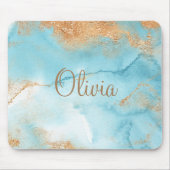 Gold Turquoise Abstracte naam Modern Elegant Muismat (Voorkant)