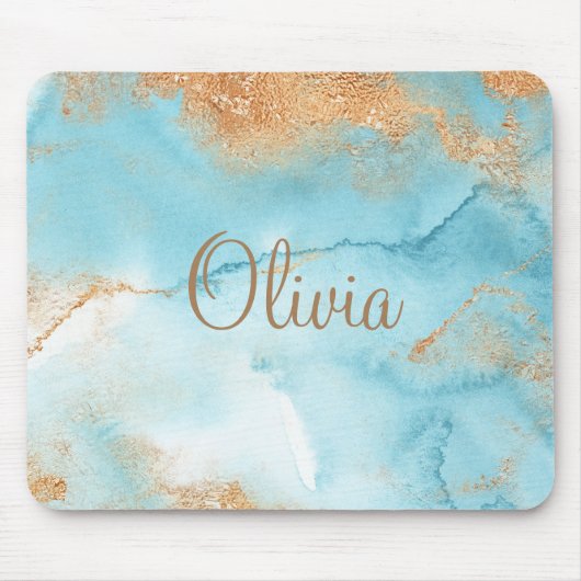 Gold Turquoise Abstracte naam Modern Elegant Muismat (Voorkant)