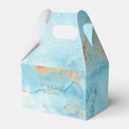 Gold Turquoise Abstracte naam Modern Wedding Bedankdoosjes