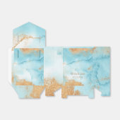 Gold Turquoise Abstracte naam Modern Wedding Bedankdoosjes (Uitgevouwen)