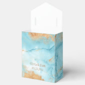 Gold Turquoise Abstracte naam Modern Wedding Bedankdoosjes (Geopend)