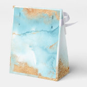 Gold Turquoise Abstracte naam Modern Wedding Bedankdoosjes (Achterkant)