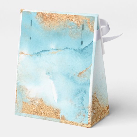 Gold Turquoise Abstracte naam Modern Wedding Bedankdoosjes (Achterkant)