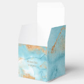 Gold Turquoise Abstracte naam Modern Wedding Bedankdoosjes (Geopend)