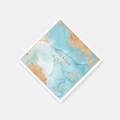 Gold Turquoise Abstracte naam Modern Wedding Servet (Hoek)
