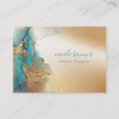 Gold Turquoise Abstracte Waterverf Visitekaartje (Voorkant)