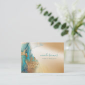 Gold Turquoise Abstracte Waterverf Visitekaartje (Staand voorkant)