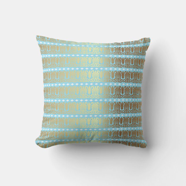 Gold Turquoise Aquamarine Blue Metallic Royal Vip Kussen (Voorkant)
