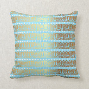 Gold Turquoise Aquamarine Blue Metallic Royal Vip Kussen