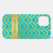 Gold Turquoise Art Deco Geometric Personalized Case-Mate iPhone Case (Achterkant (horizontaal))