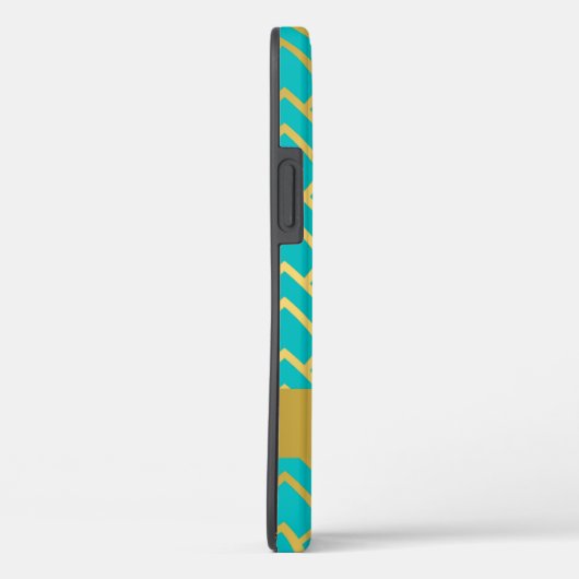 Gold Turquoise Art Deco Geometric Personalized Case-Mate iPhone Case (Achterkant / Rechts)