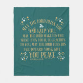Gold Turquoise Blessing Numbers Scripting Prayer Fleece Deken (Voorkant)