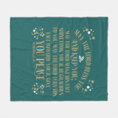 Gold Turquoise Blessing Numbers Scripting Prayer Fleece Deken (Voorkant (Horizontaal))