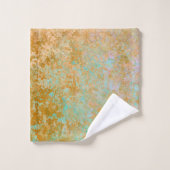 Gold & Turquoise Blue Patina Alcohol Ink Abstract Bad Handdoek (Wasdoekje)