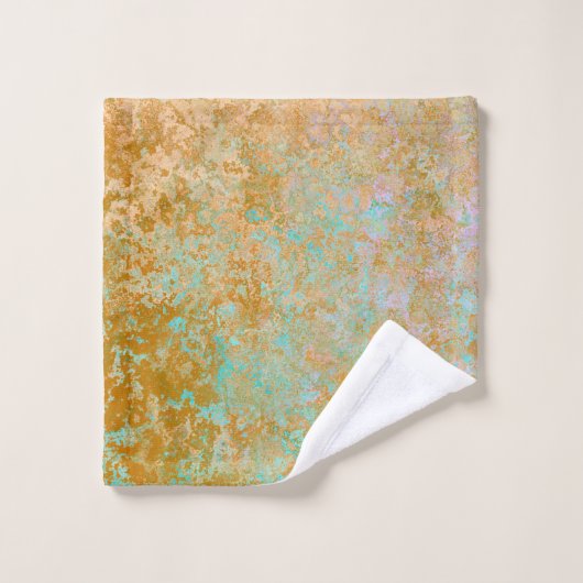 Gold & Turquoise Blue Patina Alcohol Ink Abstract Bad Handdoek (Wasdoekje)