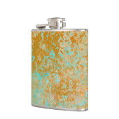 Gold & Turquoise Blue Patina Alcohol Ink Abstract Heupfles (Links)