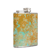 Gold & Turquoise Blue Patina Alcohol Ink Abstract Heupfles (Rechts)