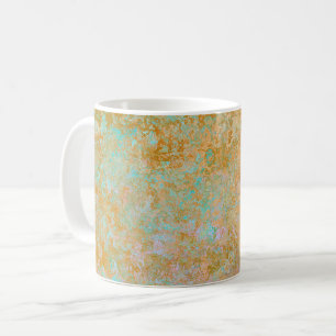 Gold & Turquoise Blue Patina Alcohol Ink Abstract Koffiemok