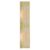 Gold & Turquoise Blue Patina Alcohol Ink Abstract Korte Tafelloper (Voorkant)