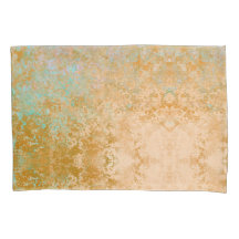 Gold & Turquoise Blue Patina Alcohol Ink Abstract