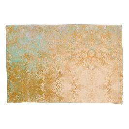 Gold & Turquoise Blue Patina Alcohol Ink Abstract Kussensloop