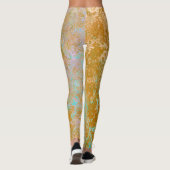 Gold & Turquoise Blue Patina Alcohol Ink Abstract Leggings (Achterkant)
