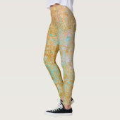 Gold & Turquoise Blue Patina Alcohol Ink Abstract Leggings (Links)