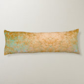 Gold & Turquoise Blue Patina Alcohol Ink Abstract Lichaamskussen (Achterkant)