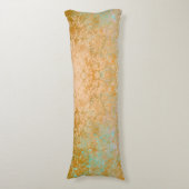 Gold & Turquoise Blue Patina Alcohol Ink Abstract Lichaamskussen (Voorkant Verticaal)