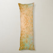 Gold & Turquoise Blue Patina Alcohol Ink Abstract Lichaamskussen (Achterkant (Verticaal))