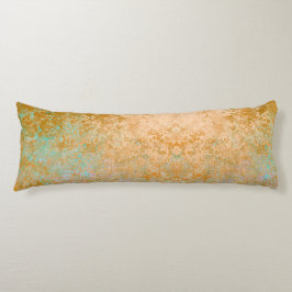 Gold & Turquoise Blue Patina Alcohol Ink Abstract Lichaamskussen