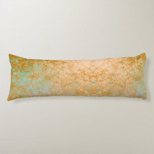 Gold & Turquoise Blue Patina Alcohol Ink Abstract Lichaamskussen