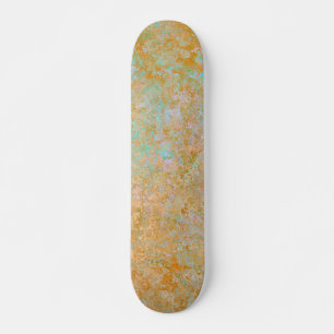 Gold & Turquoise Blue Patina Alcohol Ink Abstract Persoonlijk Skateboard