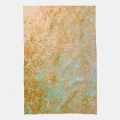 Gold & Turquoise Blue Patina Alcohol Ink Abstract Theedoek (Verticaal)