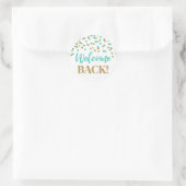 Gold Turquoise Confetti Welcome Back Sticker (Tas)