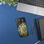 Gold Turquoise Lotus Flower Black Monogram Samsung Galaxy Hoesje<br><div class="desc">Mooie mandala lotusbloem in gouden en turkooiskleuren met een zwarte achtergrond. Pas aan met uw initiaal.</div>