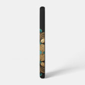 Gold Turquoise Lotus Flower Black Monogram Samsung Galaxy Hoesje (Linkerkant)