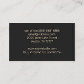 Gold Turquoise Lotus Flower Black Visitekaartje (Achterkant)