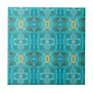 Gold Turquoise Marble Abstracte Tegeltje