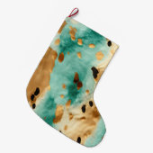 Gold Turquoise Mint Animal Koeienhuid Grote Kerstsok (Voorkant (Hangend))