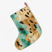 Gold Turquoise Mint Animal Koeienhuid Grote Kerstsok (Achterkant (Hangend))