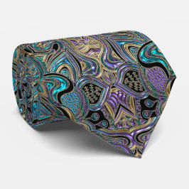 Gold Turquoise Paarse Floral Lace Mandala Stropdas