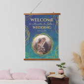 Gold Turquoise Rustic Crystal Wedding Welcome Sign Hangend Wandkleed (Slaapkamer)
