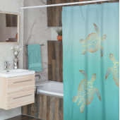 Gold Turquoise Turtles Douchegordijn