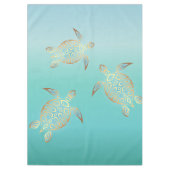 Gold Turquoise Turtles Tafelkleed (Voorkant)